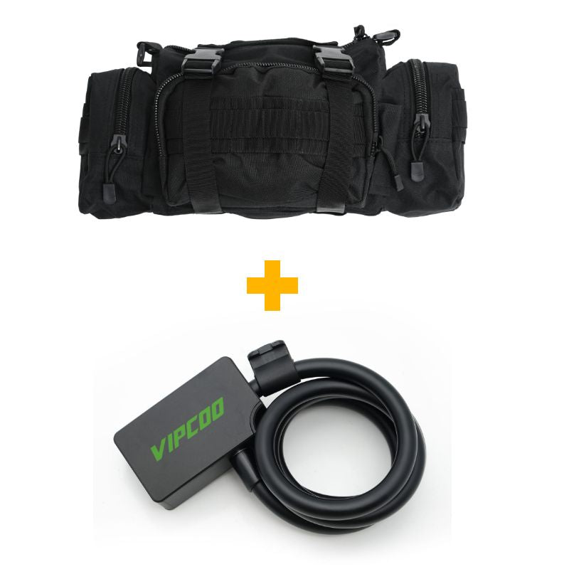 VIPCOO Electric Dirt Bike Storage Bag + Fingerprint Lock Bundle