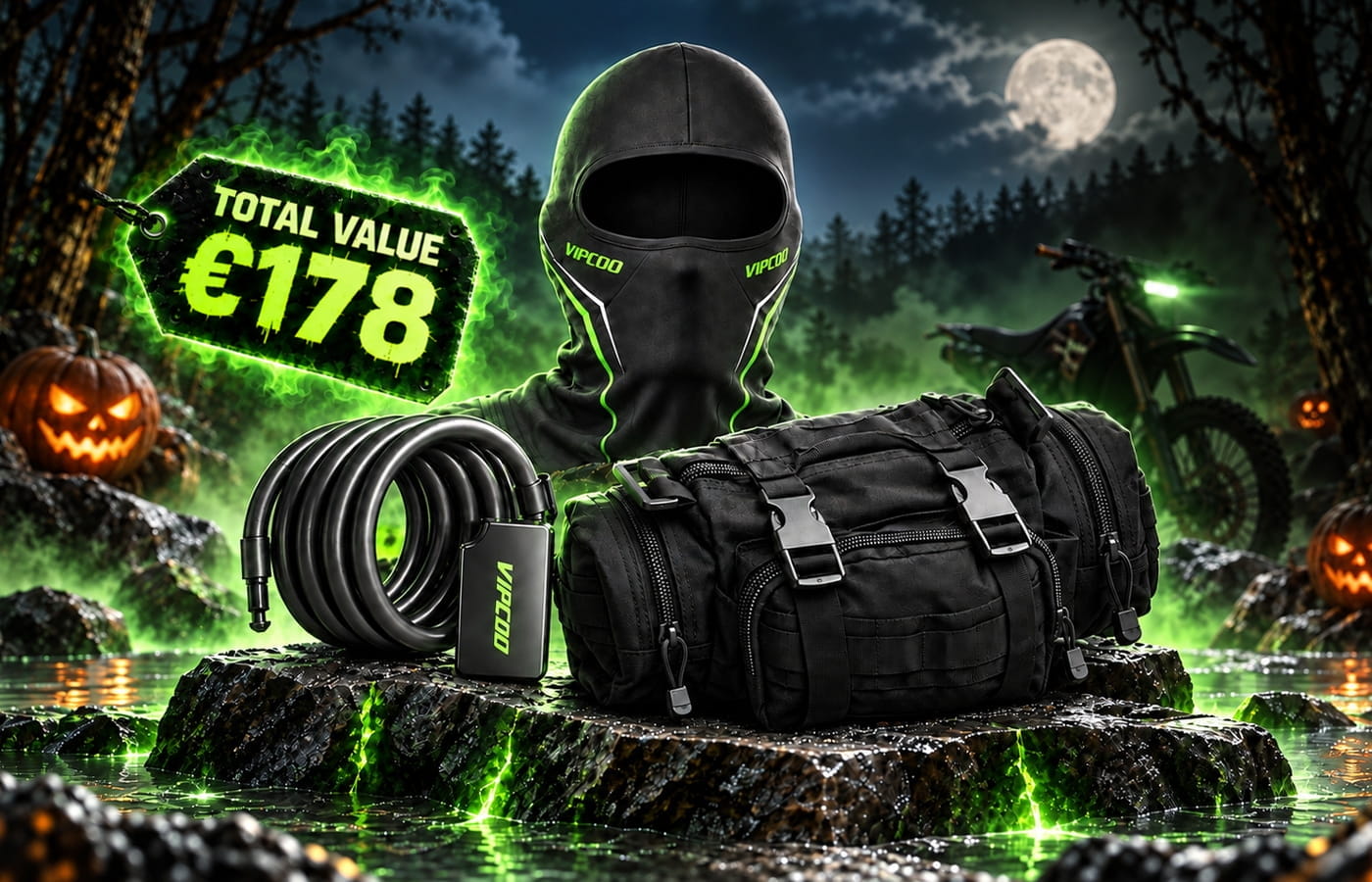 Three free H3 extras: riding mask, fingerprint lock and dirt-bike bag