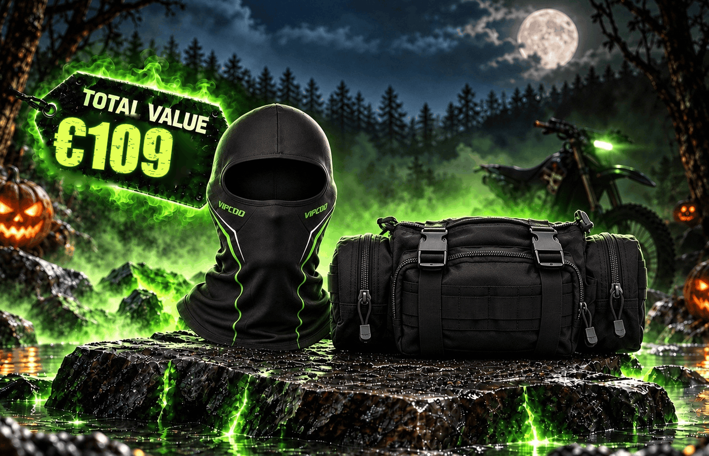 Three free H3 extras: riding mask, fingerprint lock and dirt-bike bag
